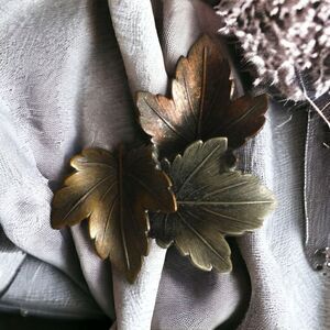 Vintage Maple Leaf Brooch Pin Mixed Metals K&T Leaves Artisan Autumn Cottagecore